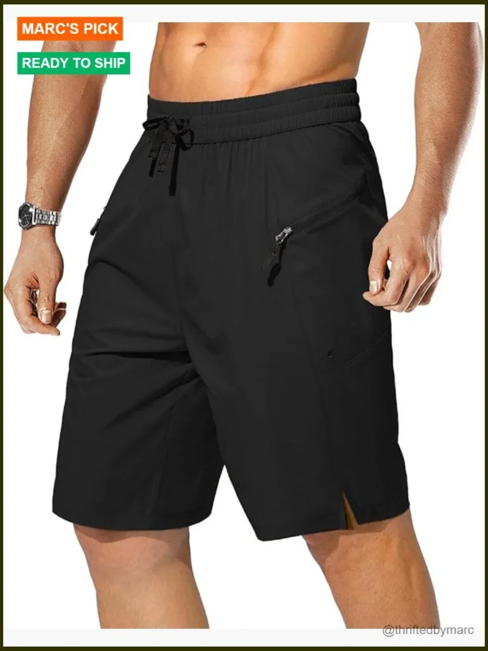 Men's Quick Dry Swim Trunks with Zipper Pockets, 4-Way Stretch